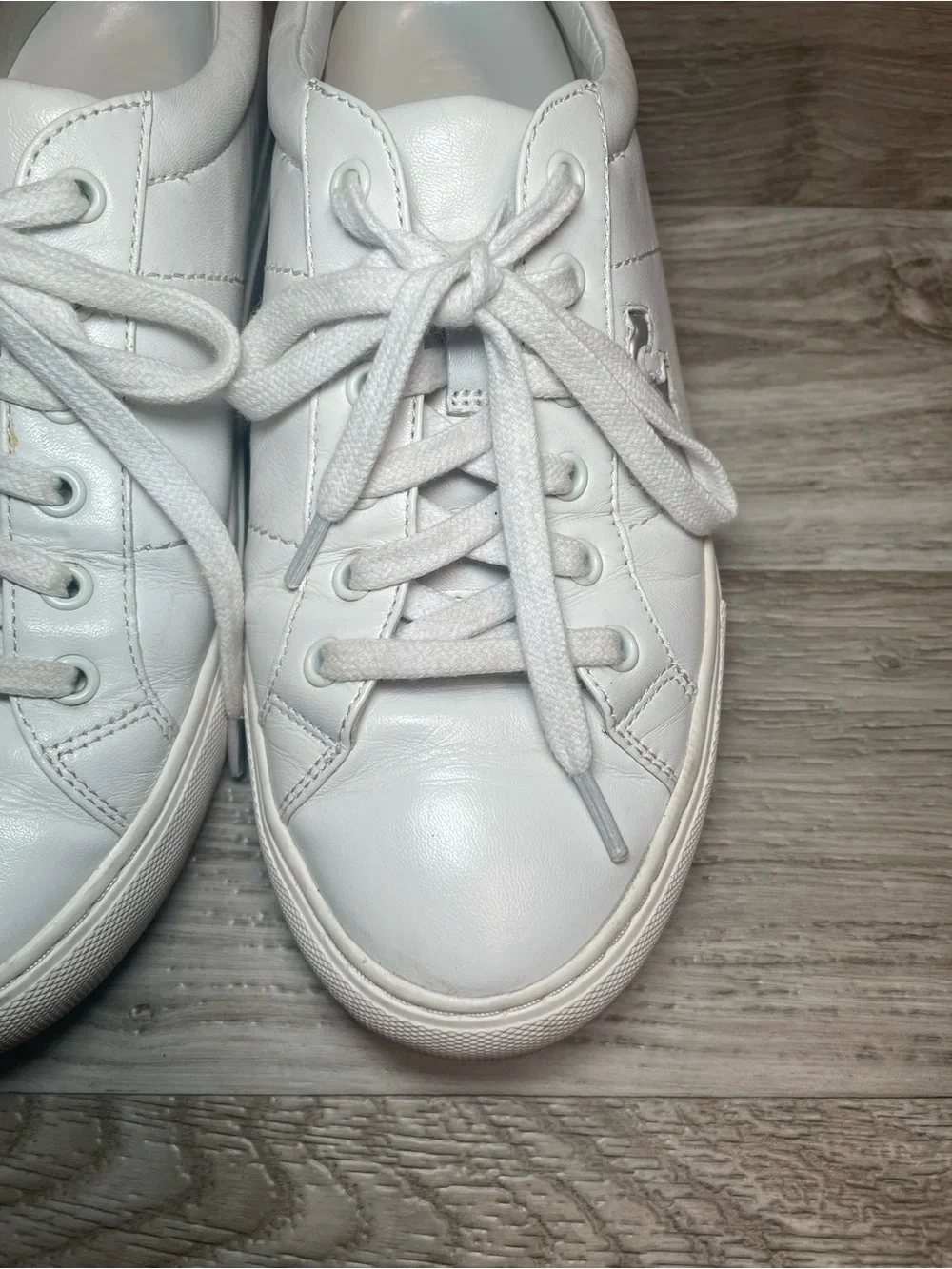 Tory Burch Amalia Shoes Women's Sz 9‎ White Leather Low Top Logo Sneakers 6098